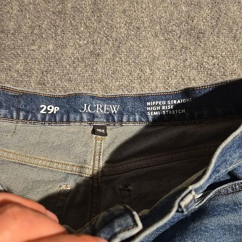 J Crew Denim Jeans Womens 29P Blue Nipped Straight High Rise Semi Stretch